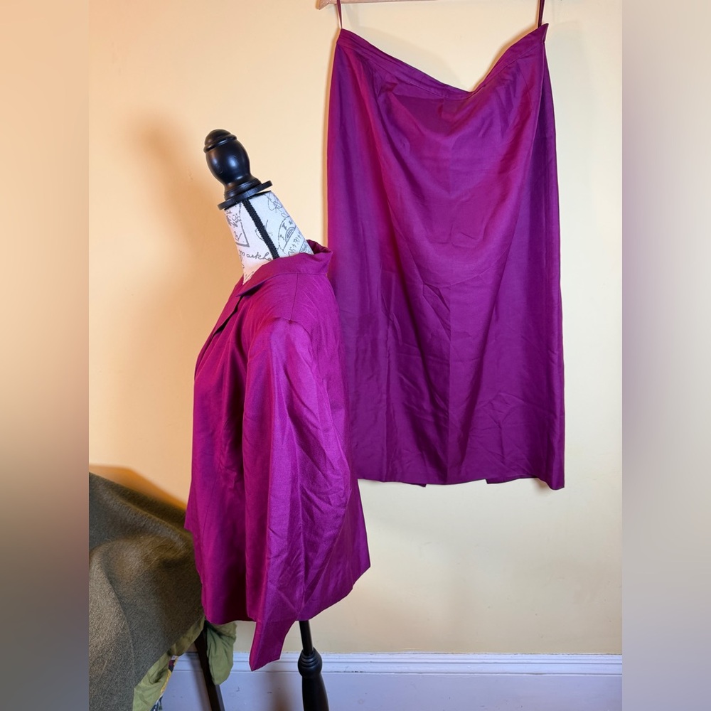 Talbots 2 pc Silk Suit size 18 purple - Picture 6 of 14